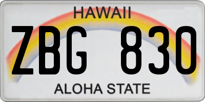 HI license plate ZBG830