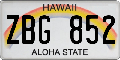HI license plate ZBG852
