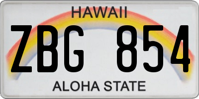 HI license plate ZBG854