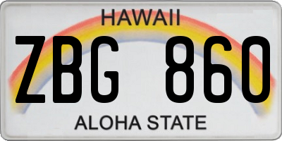 HI license plate ZBG860