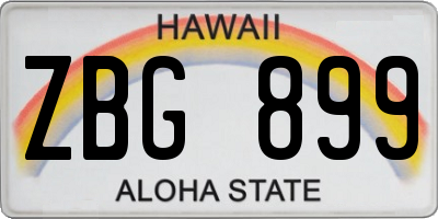 HI license plate ZBG899
