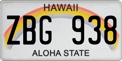 HI license plate ZBG938