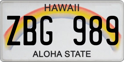HI license plate ZBG989