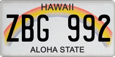HI license plate ZBG992