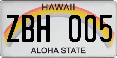 HI license plate ZBH005