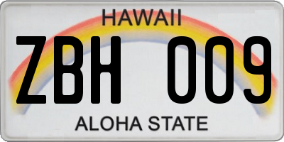 HI license plate ZBH009
