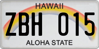 HI license plate ZBH015