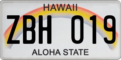 HI license plate ZBH019