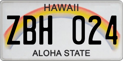 HI license plate ZBH024