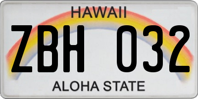 HI license plate ZBH032