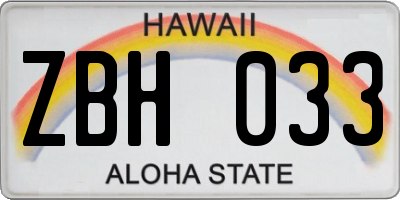 HI license plate ZBH033
