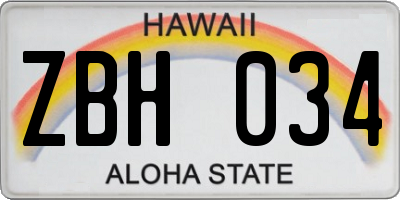 HI license plate ZBH034