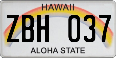 HI license plate ZBH037