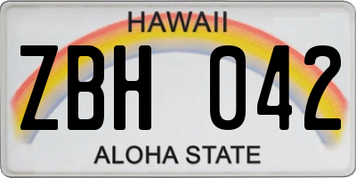 HI license plate ZBH042