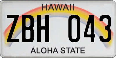 HI license plate ZBH043