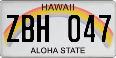 HI license plate ZBH047