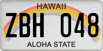 HI license plate ZBH048