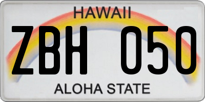 HI license plate ZBH050