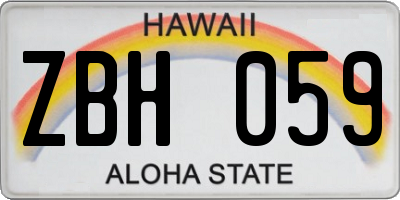 HI license plate ZBH059