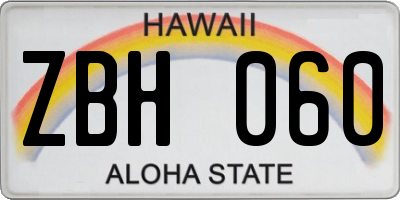 HI license plate ZBH060