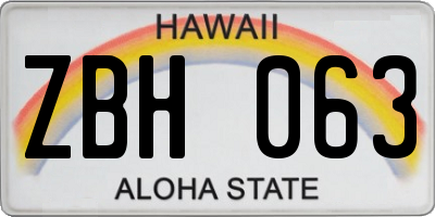 HI license plate ZBH063