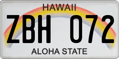HI license plate ZBH072