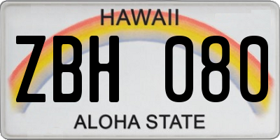 HI license plate ZBH080