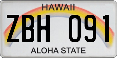 HI license plate ZBH091