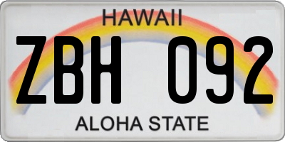 HI license plate ZBH092