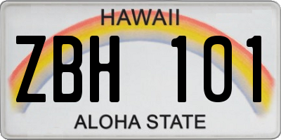 HI license plate ZBH101