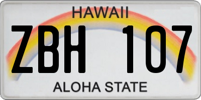 HI license plate ZBH107