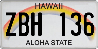 HI license plate ZBH136