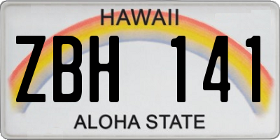 HI license plate ZBH141