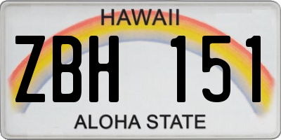 HI license plate ZBH151