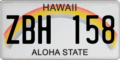 HI license plate ZBH158