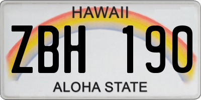 HI license plate ZBH190