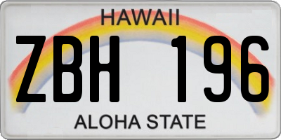 HI license plate ZBH196