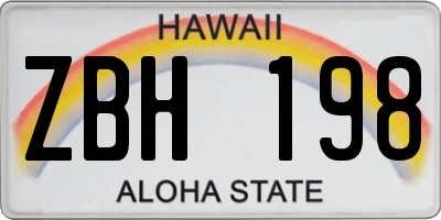 HI license plate ZBH198