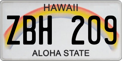 HI license plate ZBH209