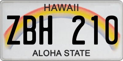 HI license plate ZBH210