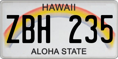 HI license plate ZBH235