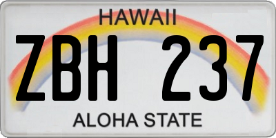 HI license plate ZBH237