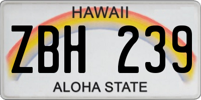HI license plate ZBH239