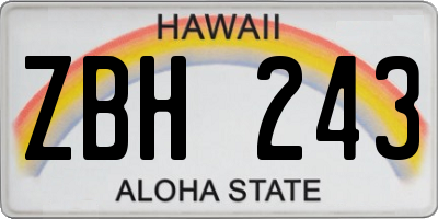HI license plate ZBH243