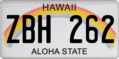 HI license plate ZBH262