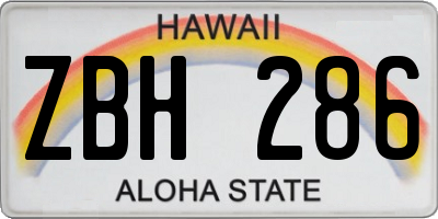 HI license plate ZBH286