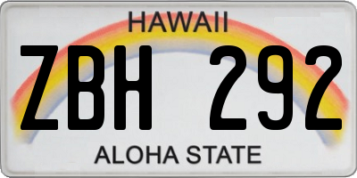 HI license plate ZBH292