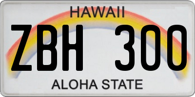 HI license plate ZBH300