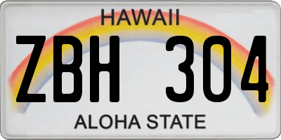HI license plate ZBH304