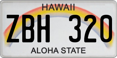 HI license plate ZBH320